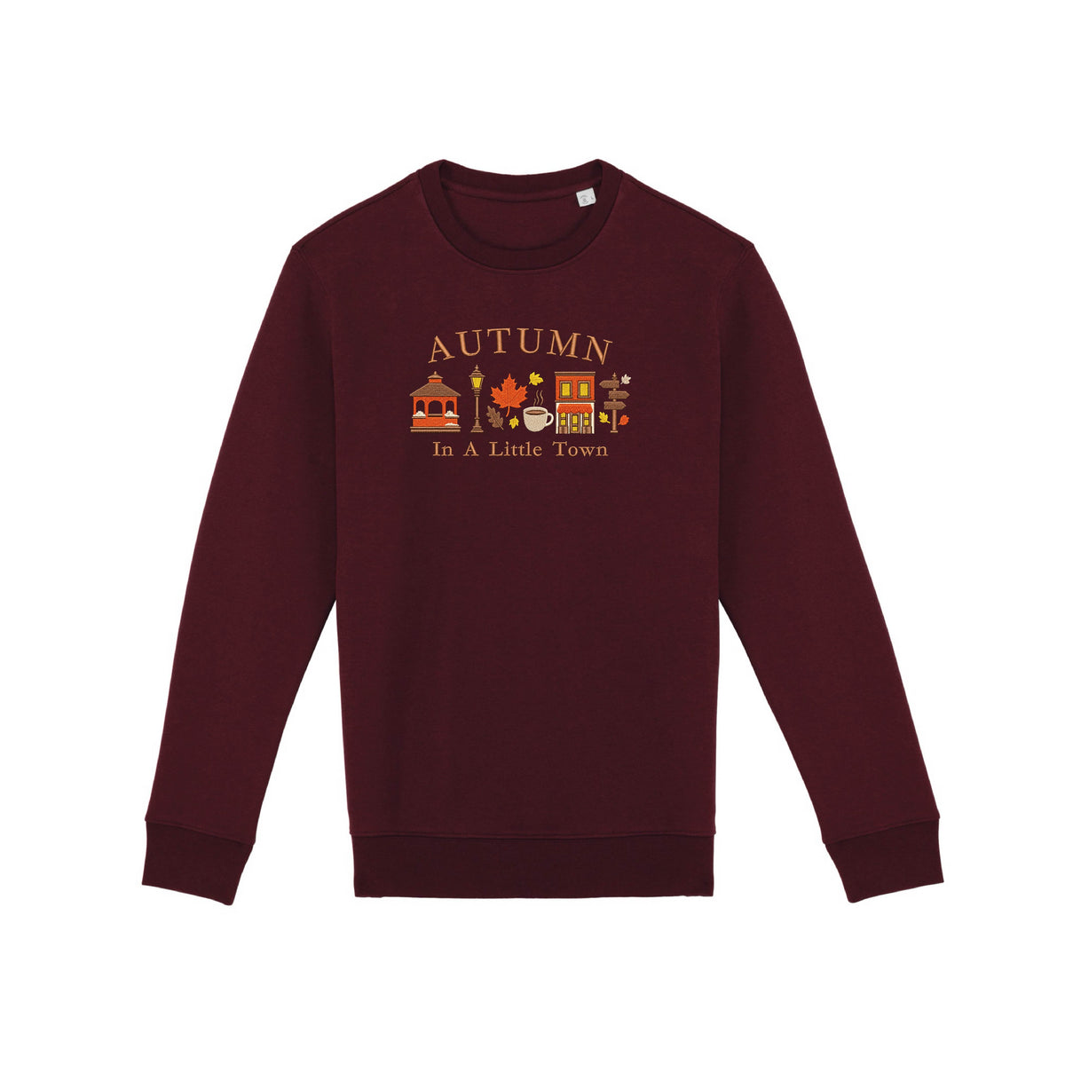 Sweat brodé « In a little town » d’Automne