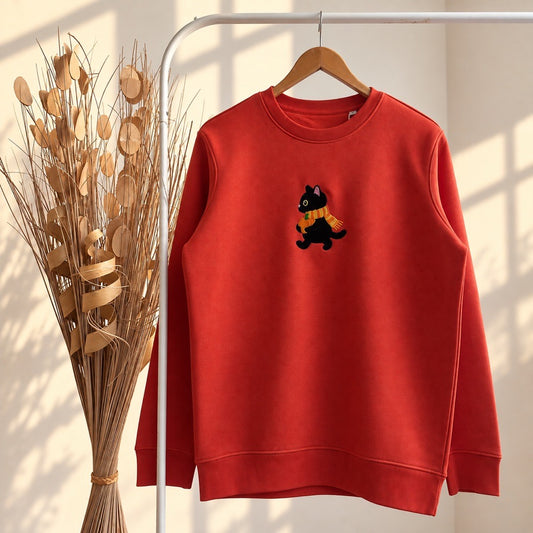 Sweat brodé « Chat citrouille » d’Halloween