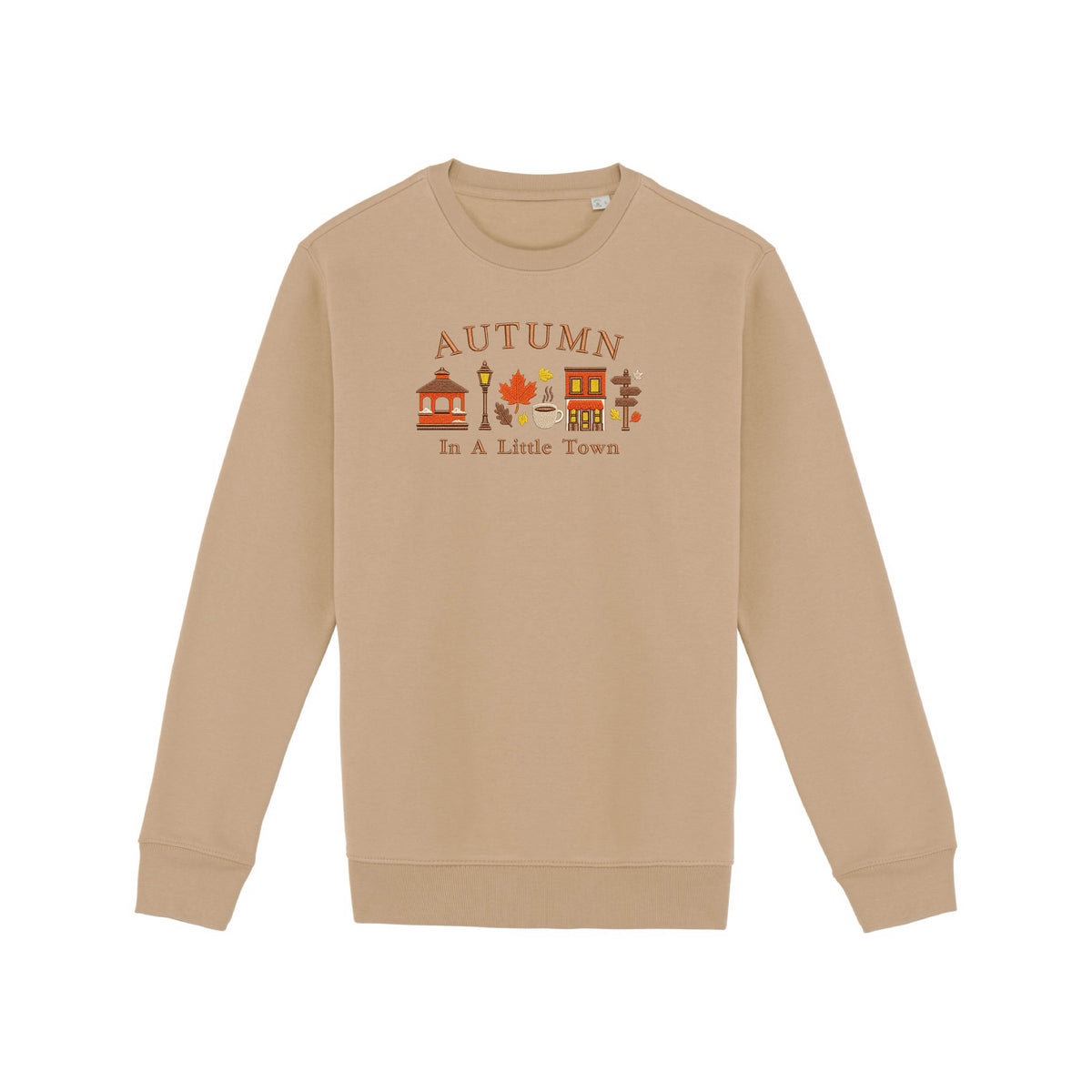 Sweat brodé « In a little town » d’Automne
