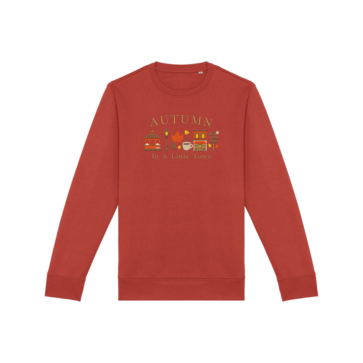 Sweat brodé « In a little town » d’Automne